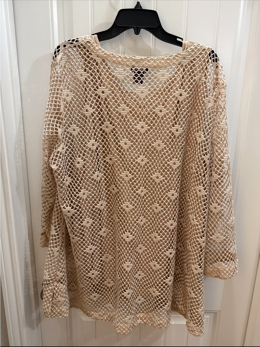 Multiples Beige Open-Weave Layered Shell 3x - Picture 3 of 4